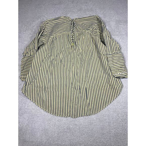 Free People One of the Boys Striped Shirt Yellow Blue long sleeve Boho Size M - Picture 9 of 10